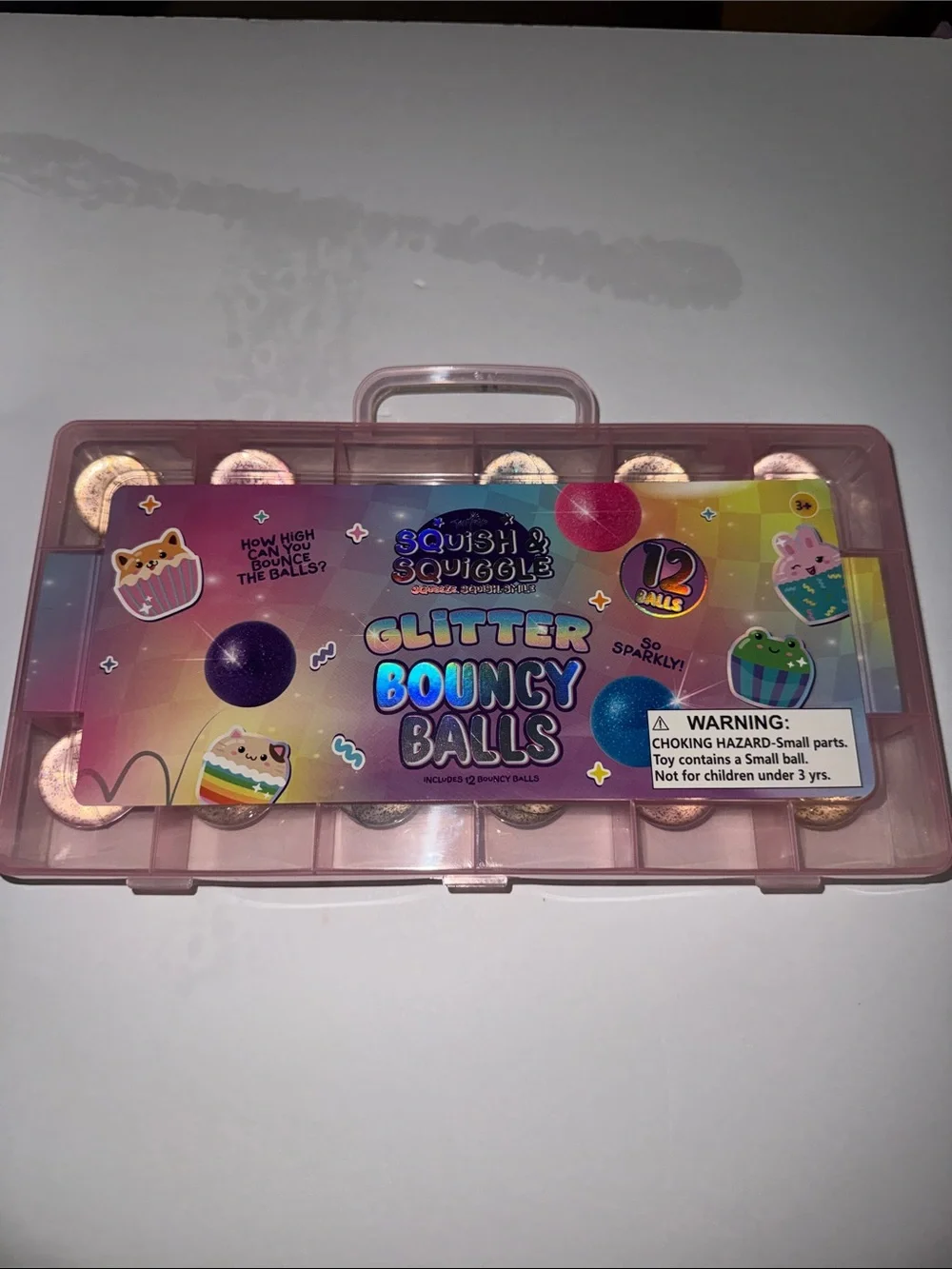 Glitter Bouncy Balls - Pink Pack of 12